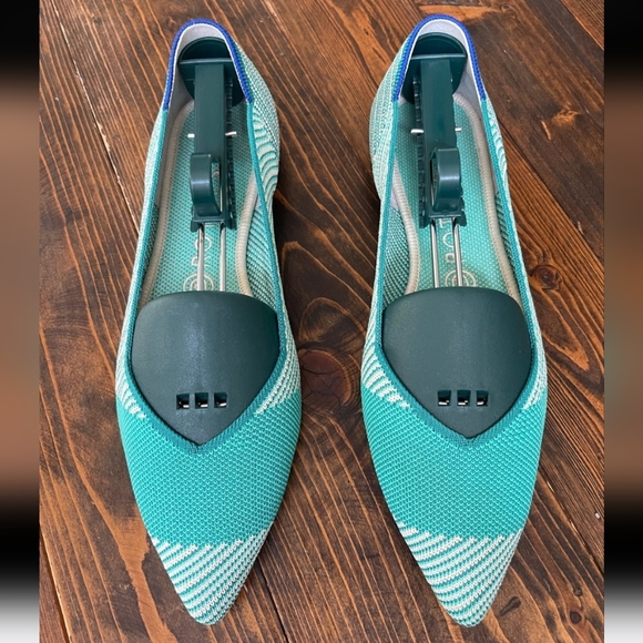 Rothy's size 10 Calypso Point flats aqua/teal color. RETIRED color style. Cute!! - Picture 2 of 3